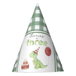 Watercolor Dinosaur Three Birthday Partyhütchen