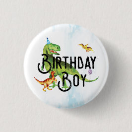 Watercolor Dinosaurier Birthday Boy Button