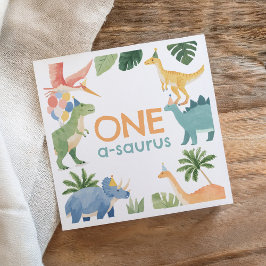 Watercolor Dinosaurier Geburtstagsparty Serviette