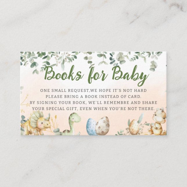 Watercolor Dinosaurier Greenery Boy Books for baby Begleitkarte (Vorderseite)