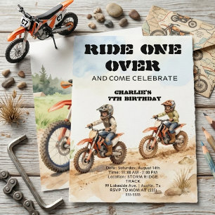 Watercolor-Dirt-Bike-Jungs-Geburtstagseinladung Einladung