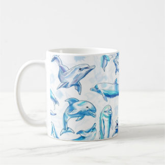 watercolor dolphin fish seamless pattern, dolphin kaffeetasse