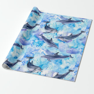 Watercolor dolphin fish seamless pattern geschenkpapier