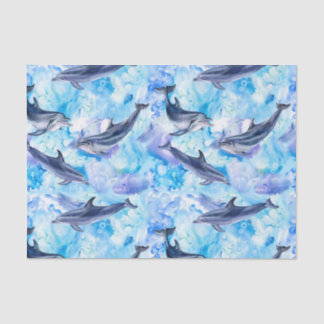 Watercolor dolphin fish seamless pattern seidenpapier