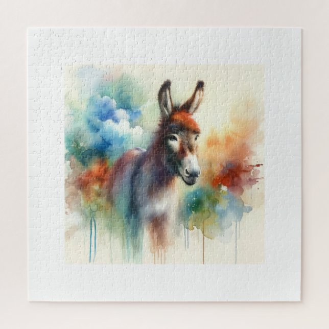 Watercolor Donkey 080824AREF138 - Watercolor Puzzle (Vertikal)