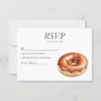 Watercolor Donut RSVP Card Hochzeit Sweet Doughnut