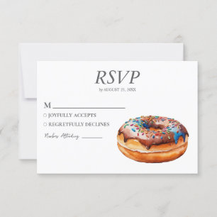 Watercolor Donut RSVP Card Hochzeit Sweet Doughnut Karte