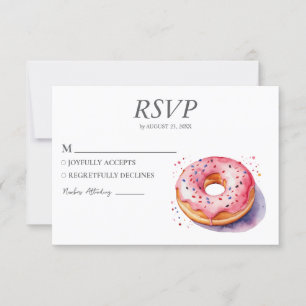 Watercolor Donut RSVP Card Hochzeit Sweet Doughnut Karte