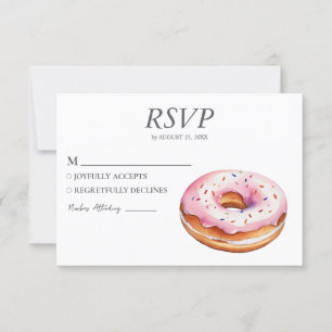 Watercolor Donut RSVP Card Hochzeit Sweet Doughnut Karte