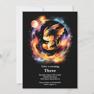 Watercolor Dragon Birthday Einladung