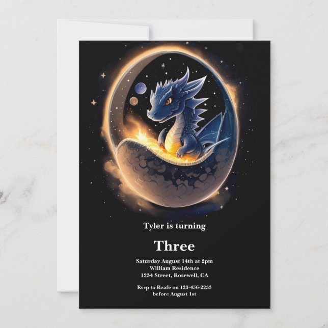 Watercolor Dragon Birthday Einladung (Vorderseite)