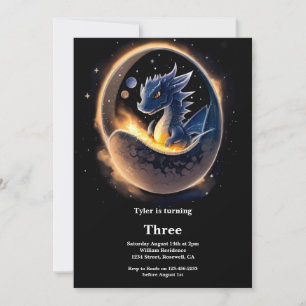 Watercolor Dragon Birthday Einladung