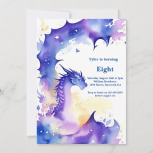 Watercolor Dragon Birthday Einladung