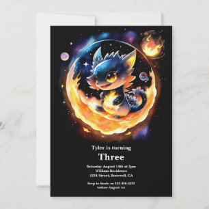 Watercolor Dragon Birthday Einladung