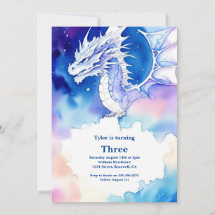 Watercolor Dragon Birthday Einladung