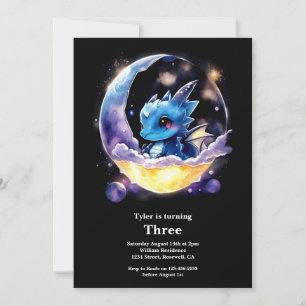 Watercolor Dragon Birthday Einladung