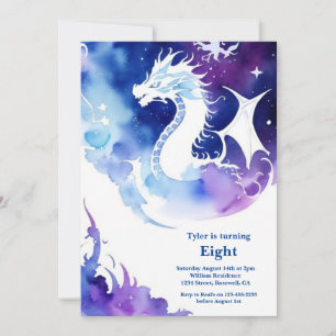 Watercolor Dragon Birthday Einladung