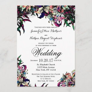 Watercolor Dragon Lilies Wedding Einladungen