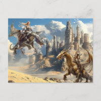 Watercolor Dragon Riders Fantasy