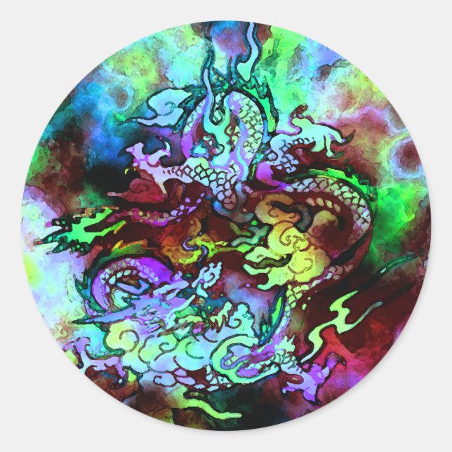 Watercolor Dragon Sticker #1 (Vorderseite)
