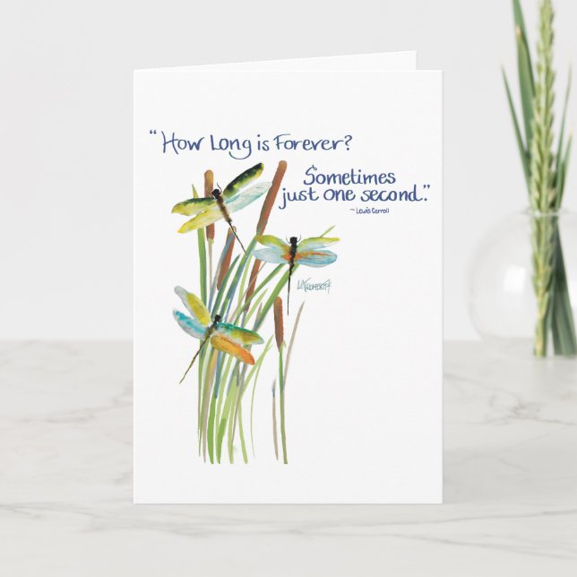 Watercolor Dragonfly Card mit Lewis Carroll Zitat Dankeskarte (Vorderseite)