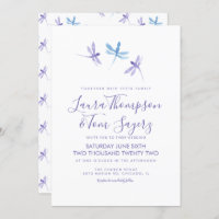 Watercolor Dragonfly Elegantes Skript Hochzeit