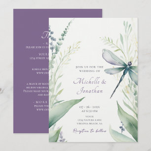 Watercolor Dragonfly   Grüne auf einer Hochzeit Einladung
