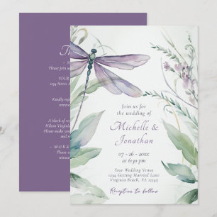 Watercolor Dragonfly   Grüne auf einer Hochzeit Einladung