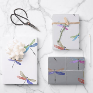 Watercolor Dragonfly Wrapping Paper Geschenkpapier Set