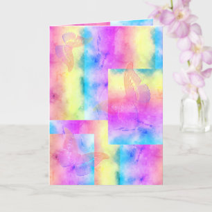 [Watercolor Dreams] Faded Pastellfarben Butterfly Karte