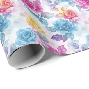 Watercolor Dreamy Rose Wrapping Paper Roll Geschenkpapier
