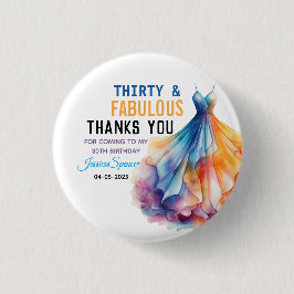 Watercolor Dress 30th Birthday Elegant & Feminine Button