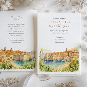 Watercolor Dubrovnik Croatia Wedding Einladung