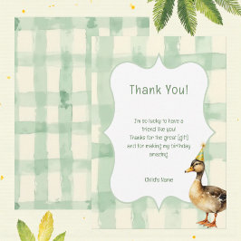 Watercolor Duck with Teal Birthday Party  Dankeskarte