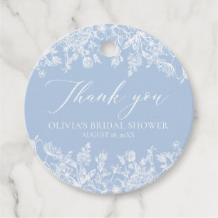 Watercolor Dusty Blue Brautparty Danke Geschenkanhänger