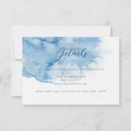 Watercolor Dusty Blue Wedding Details Card Save The Date