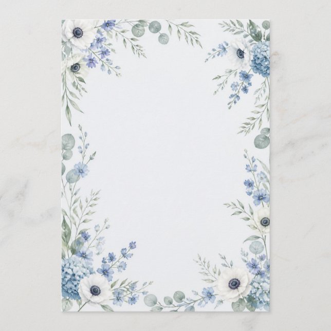 Watercolor Dusty Blue Wedding Program Programm (Vorderseite)