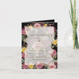 Watercolor Dusty Burgundy Yellow Roses/Black Einladung