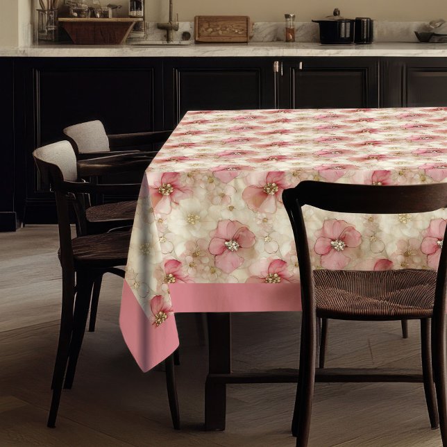 Watercolor dusty pink and gold delicate tablecloth tischdecke (Watercolor dusty pink and gold delicate tablecloth)