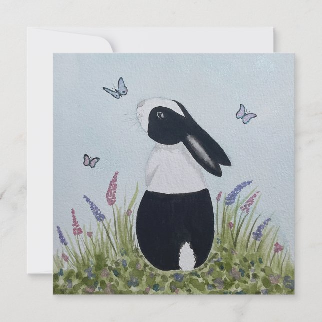 Watercolor Dutch Bunny Rabbit Karte (Vorderseite)