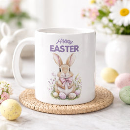 Watercolor Easter Bunny Purple Floral Happy Easter Kaffeetasse