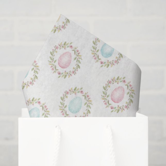 Watercolor Easter Egg Floral Wreath  Seidenpapier (Geschenktüte)