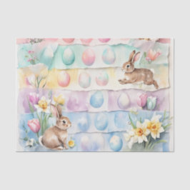 Watercolor Easter Eggs and Rabbits  Seidenpapier
