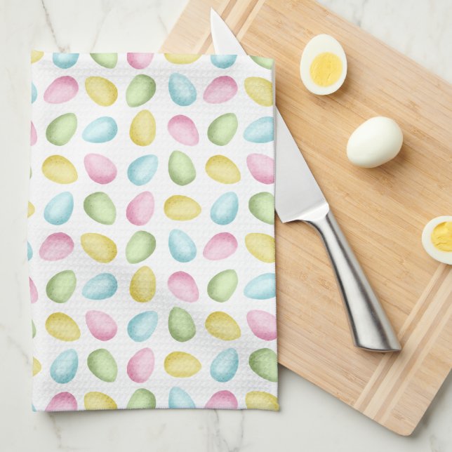 Watercolor Easter Eggs Pattern In Pastel Colors Geschirrtuch (Viertel Falte)