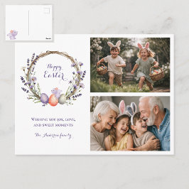 Watercolor Easter Lavender Cute Bunny 2 Photo Postkarte