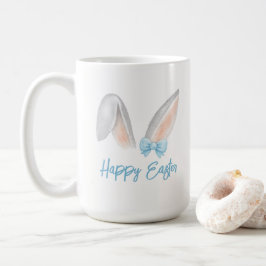 Watercolor Easter Rabbit Ears with Blue Bow Spring Kaffeetasse