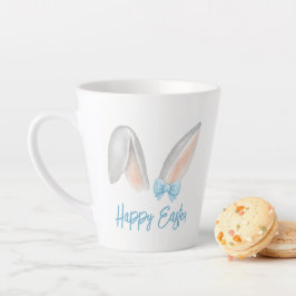 Watercolor Easter Rabbit Ears with Blue Bow Spring Milchtasse