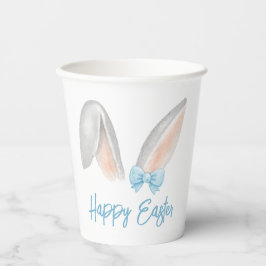 Watercolor Easter Rabbit Ears with Blue Bow Spring Pappbecher