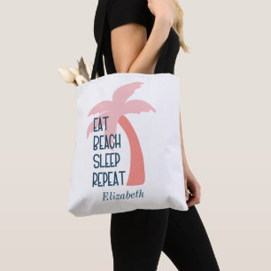 Watercolor Eat Beach Sleep Repeat Palme Tote 