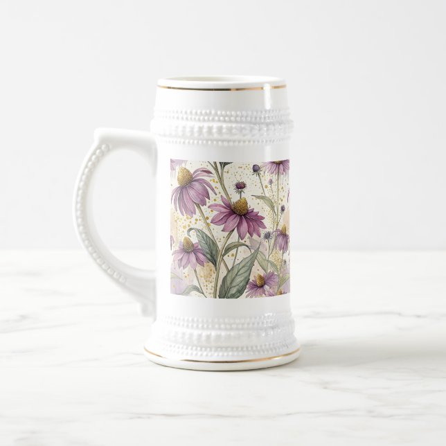 Watercolor Echinacea Purple & Gold  Bierglas (Links)